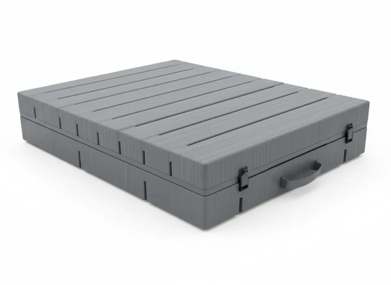 Leżak ogrodowy składany LS02 z tworzywa sztucznego na taras i plażę szary