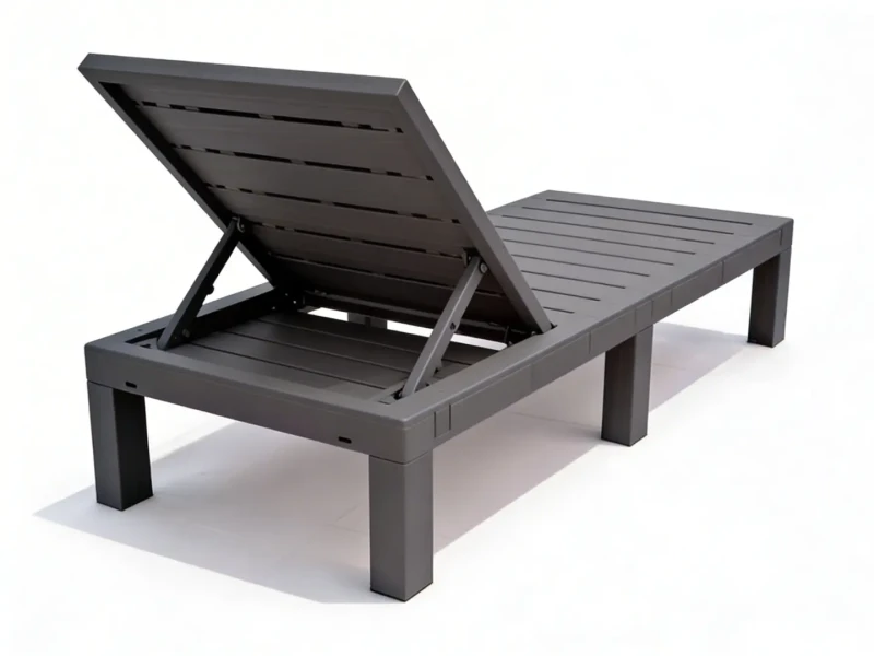 Leżak ogrodowy składany LS02 z tworzywa sztucznego na taras i plażę szary
