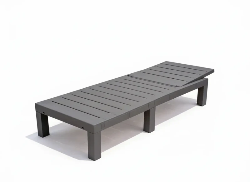 Leżak ogrodowy składany LS02 z tworzywa sztucznego na taras i plażę szary