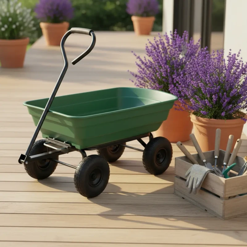 Wózek ogrodowy 3w1 wywrotka taczka przyczepka 220 kg 75 l zielony