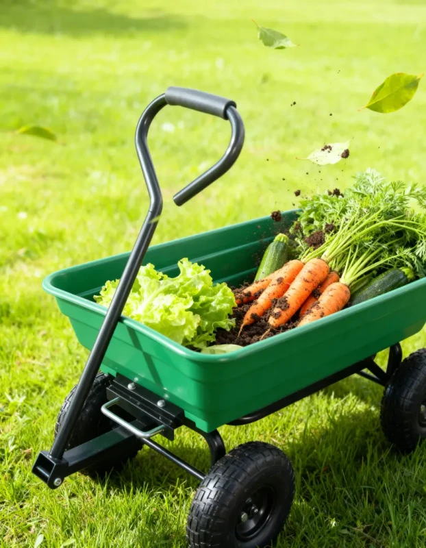 Wózek ogrodowy 3w1 wywrotka taczka przyczepka 220 kg 75 l zielony