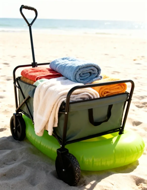 Składany wózek transportowy 2w1 plażowy i ogrodowy 100 kg szary