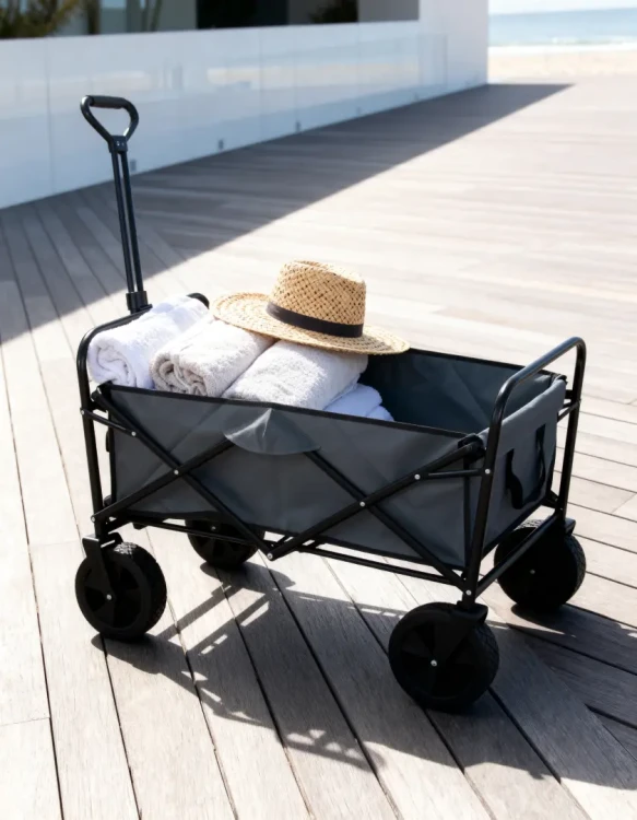 Składany wózek transportowy 2w1 plażowy i ogrodowy 100 kg szary