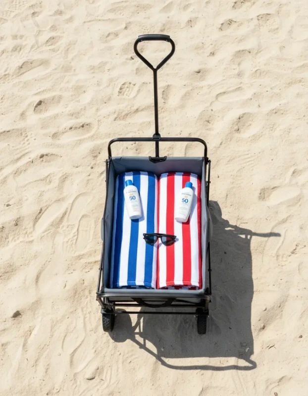 Składany wózek transportowy 2w1 plażowy i ogrodowy 100 kg szary