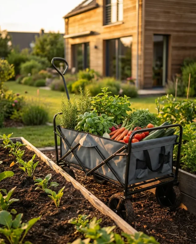 Składany wózek transportowy 2w1 plażowy i ogrodowy 100 kg szary