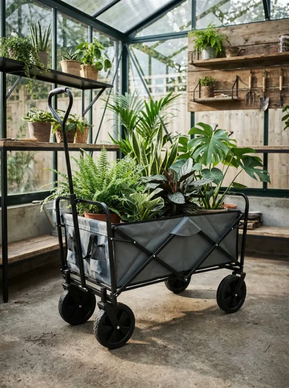 Składany wózek transportowy 2w1 plażowy i ogrodowy 100 kg szary