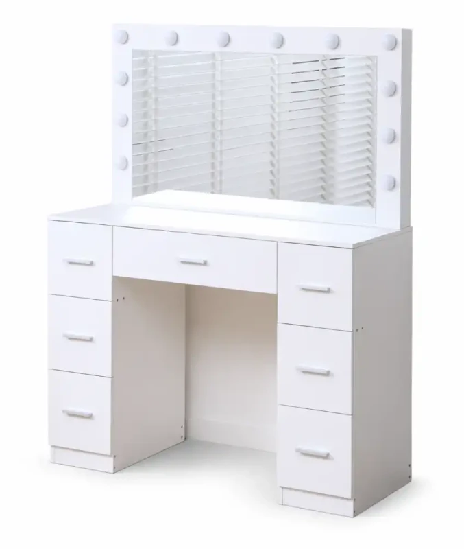 Toaletka z lustrem DT10 LED 7 szuflad biała