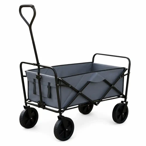 Składany wózek transportowy 2w1 plażowy i ogrodowy 100 kg szary 