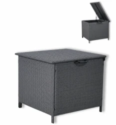 Skrzynia ogrodowa na poduszki 300 l technorattan 75x70x65 cm szara