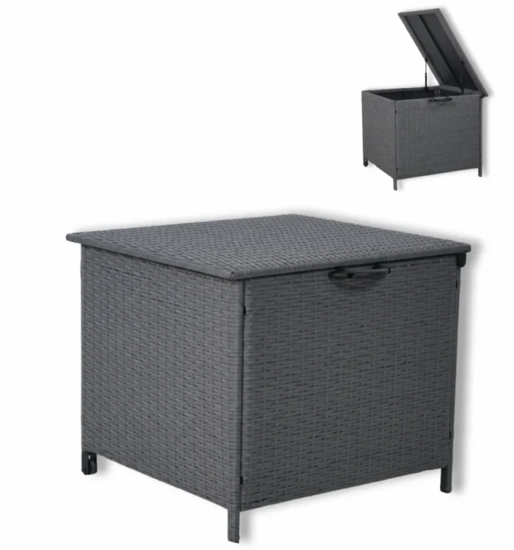 Skrzynia ogrodowa na poduszki 300 l technorattan 75x70x65 cm szara