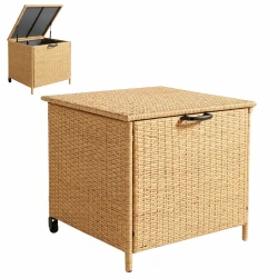 Skrzynia ogrodowa na poduszki technorattan 300 l 75x70x65 cm naturalna