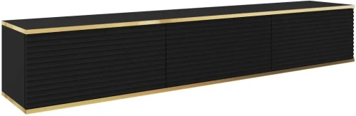 Szafka RTV Oro wisząca 175 cm lamele, czarny ze złotymi wstawkami wisząca OULET