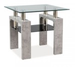Stolik Lisa D 60x60 cm transparentny/efekt betonu OUTLET
