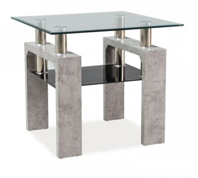 Stolik Lisa D 60x60 cm transparentny/efekt betonu OUTLET