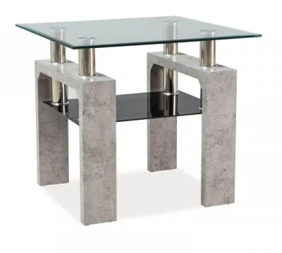 Stolik Lisa D 60x60 cm transparentny/efekt betonu OUTLET