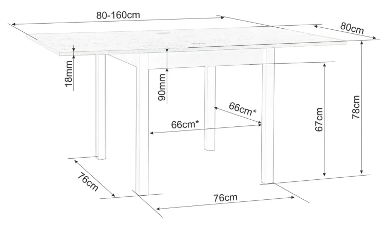 Stół rozkładany Flip 80-160 cm