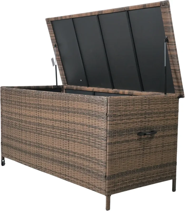 Skrzynia ogrodowa z technorattanu XL 166x76x80 cm 1000 l brązowa