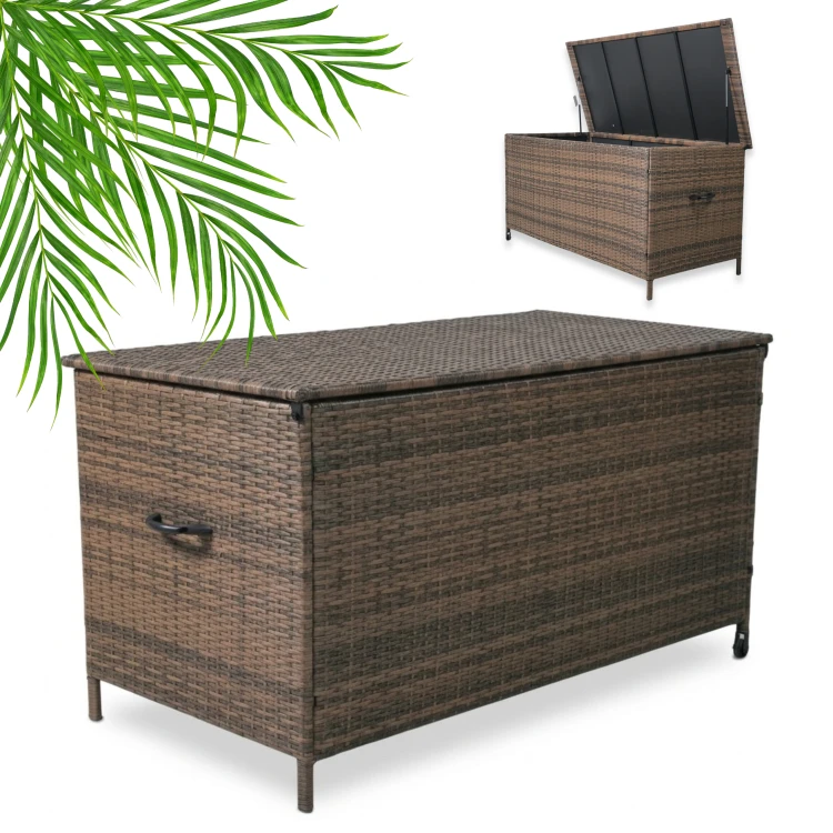 Skrzynia ogrodowa z technorattanu XL 166x76x80 cm 1000 l brązowa