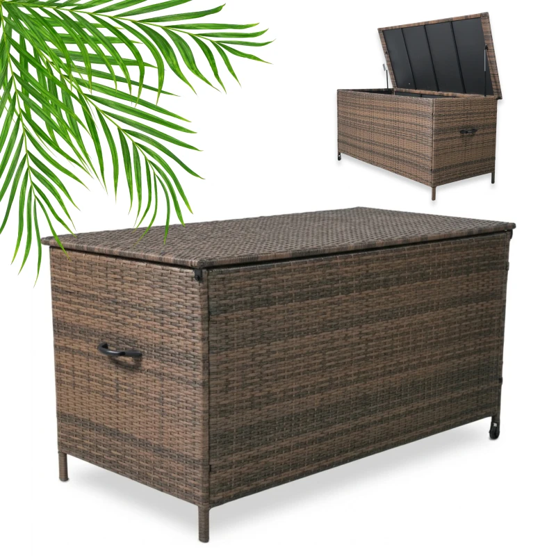 Skrzynia ogrodowa z technorattanu XL 166x76x80 cm 1000 l brązowa