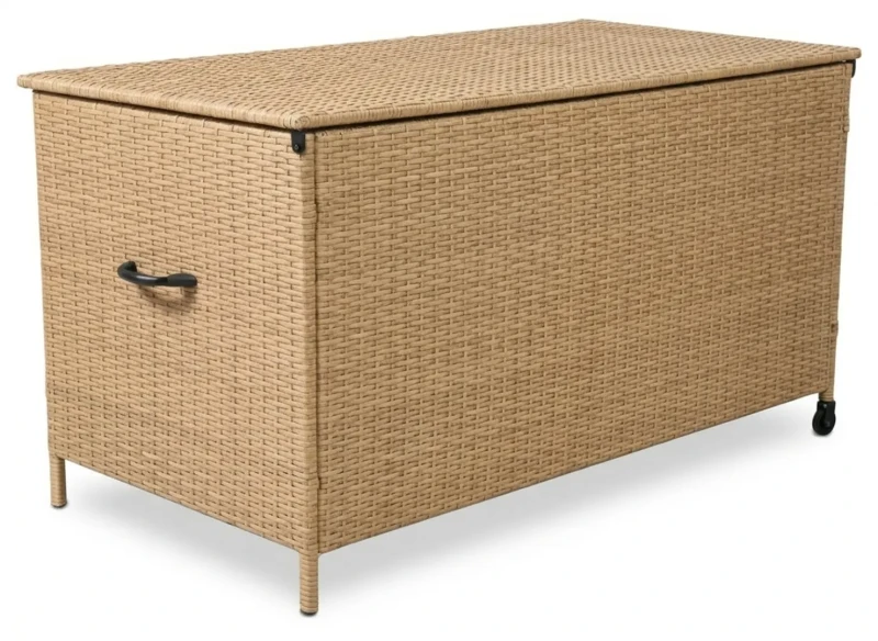 Skrzynia ogrodowa technorattanowa na poduszki 1000 l 166x76x80 cm naturalna
