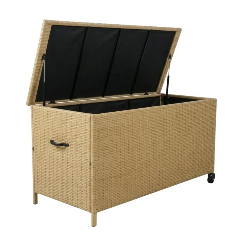 Skrzynia ogrodowa technorattanowa na poduszki 1000 l 166x76x80 cm naturalna