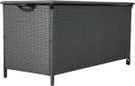 Skrzynia ogrodowa technorattanowa 480 l 133x56x64 cm na poduszki szara