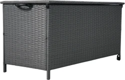 Skrzynia ogrodowa technorattanowa 480 litrów 133x56x64 cm na poduszki szara