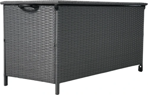 Skrzynia ogrodowa technorattanowa 480 litrów 133x56x64 cm na poduszki szara