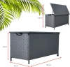 Skrzynia ogrodowa technorattanowa 480 l 133x56x64 cm na poduszki szara