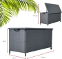 Skrzynia ogrodowa technorattanowa 480 l 133x56x64 cm na poduszki szara