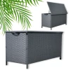 Skrzynia ogrodowa technorattanowa 480 l 133x56x64 cm na poduszki szara