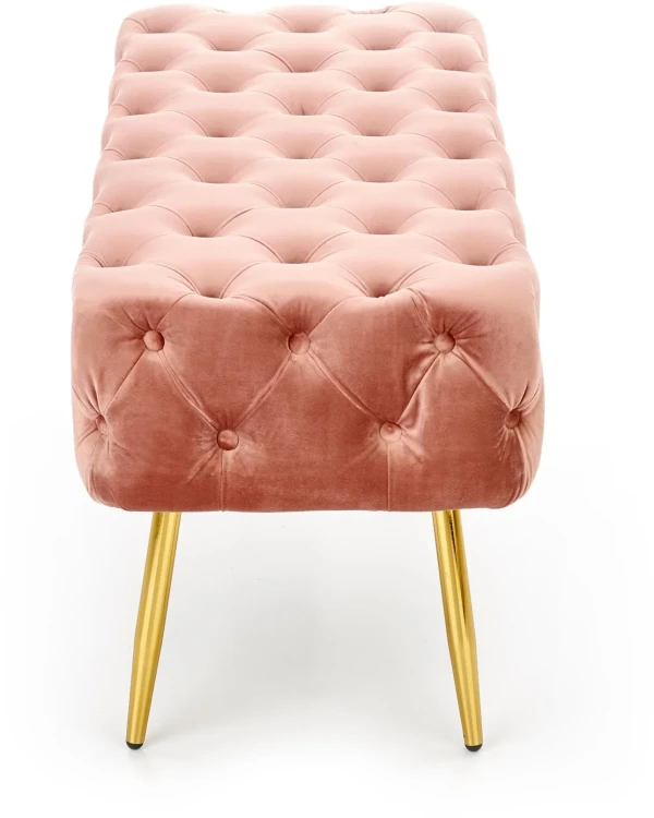 Ławka tapicerowana Athena velvet 100 cm różowa ze złotymi nogami