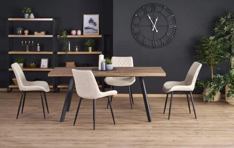 Stół rozkładany Berlin 160-220 cm prostokątny loft orzech miodowy / czarny