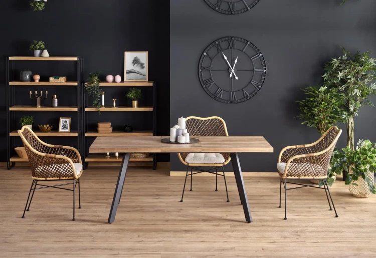 Stół rozkładany Berlin 160-220 cm prostokątny loft orzech miodowy / czarny