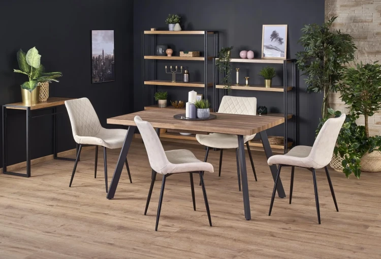 Stół rozkładany Berlin 160-220 cm prostokątny loft orzech miodowy / czarny
