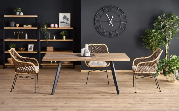 Stół rozkładany Berlin 160-220 cm prostokątny loft orzech miodowy / czarny