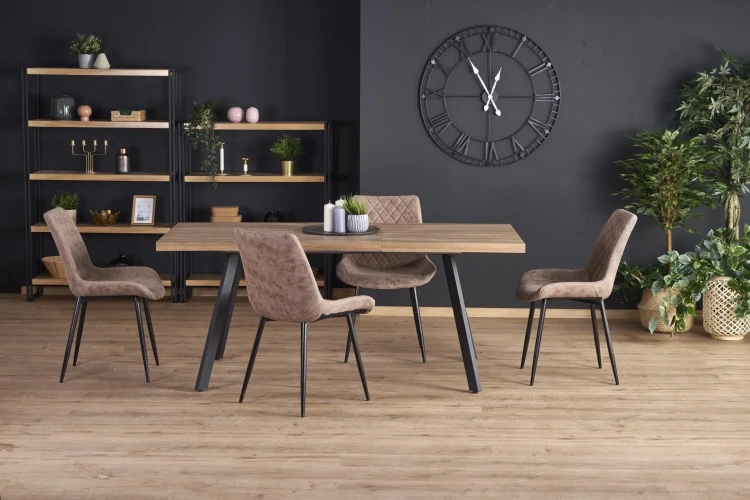 Stół rozkładany Berlin 160-220 cm prostokątny loft orzech miodowy / czarny