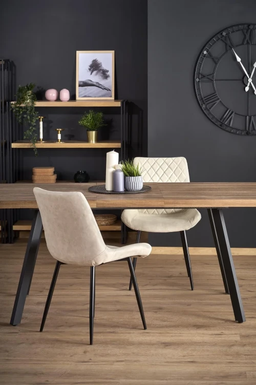 Stół rozkładany Berlin 160-220 cm prostokątny loft orzech miodowy / czarny