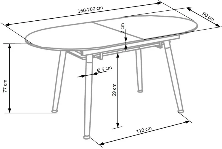 Stół rozkładany Caliber 160-200 cm biały dąb san remo