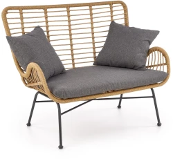 Sofa ogrodowa Ikaro XL 120 cm w stylu boho naturalny / popielaty