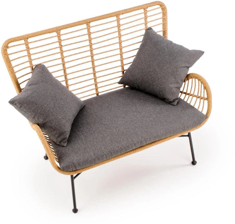 Sofa ogrodowa Ikaro XL w stylu boho naturalny / popielaty