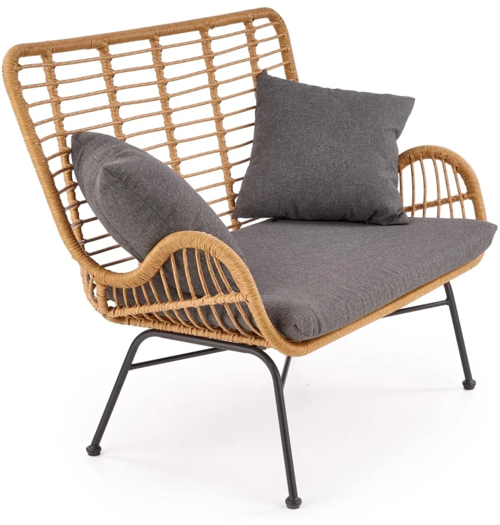 Sofa ogrodowa Ikaro XL w stylu boho naturalny / popielaty