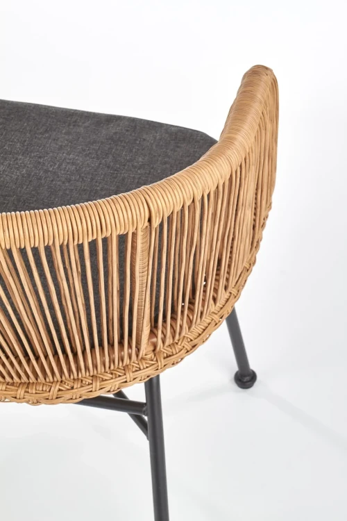 Krzesło ogrodowe K400 boho naturalne popielate z czarnym stelażem