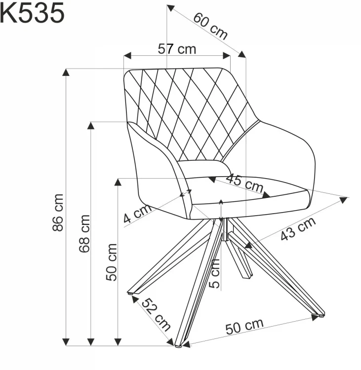 Krzesło K535 obrotowe do jadalni ciemny popielaty/ czarny