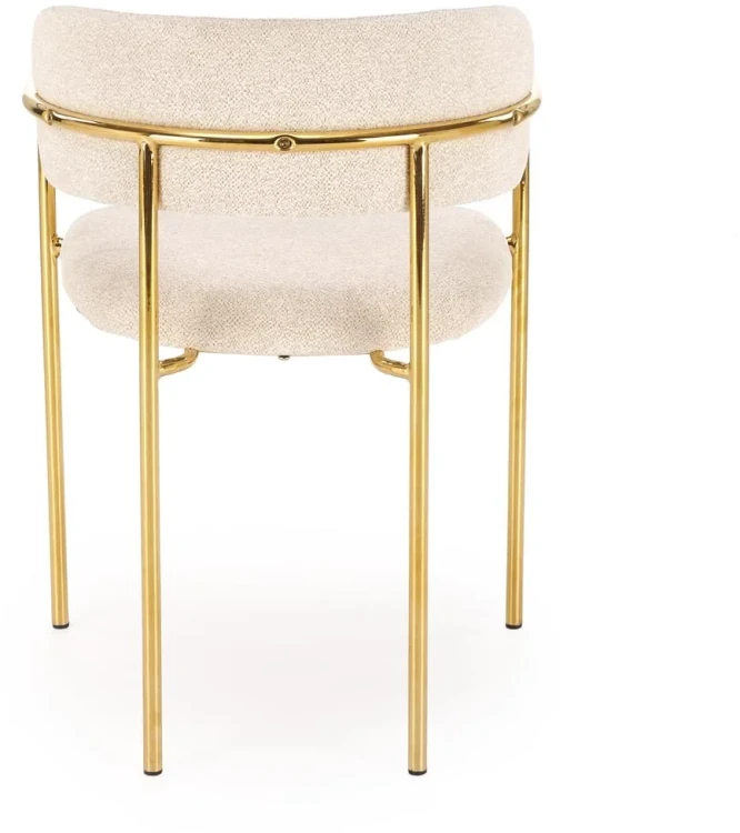Krzesło tapicerowane K537 z podłokietnikami glamour do salonu kremowy / złoty