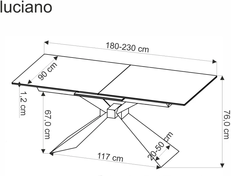 Stół rozkładany Luciano 180-230 cm czarny / niebieski marmur