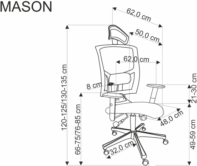 Fotel gabinetowy Mason ergonomiczny czarny z regulowanym zagłówkiem