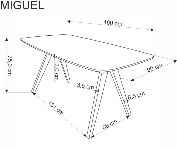 Stół prostokątny Miguel 160 cm 6-osobowy orzechowy