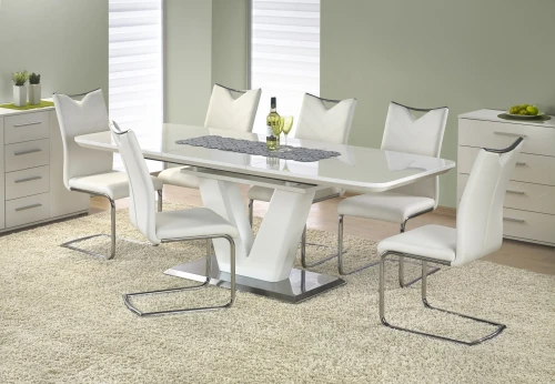 Stół rozkładany Mistral 160 - 220 cm biały połysk glamour