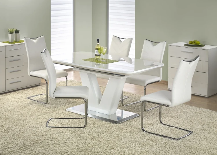 Stół rozkładany Mistral 160 - 220 cm biały połysk glamour